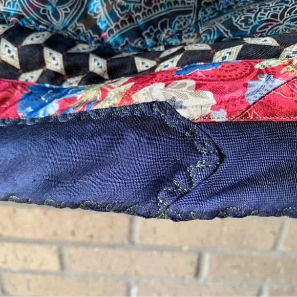 A Katie Bag by Katie Loper Fabric Patch Work Purse with Contrasting  Stitch - Picture 7 of 16